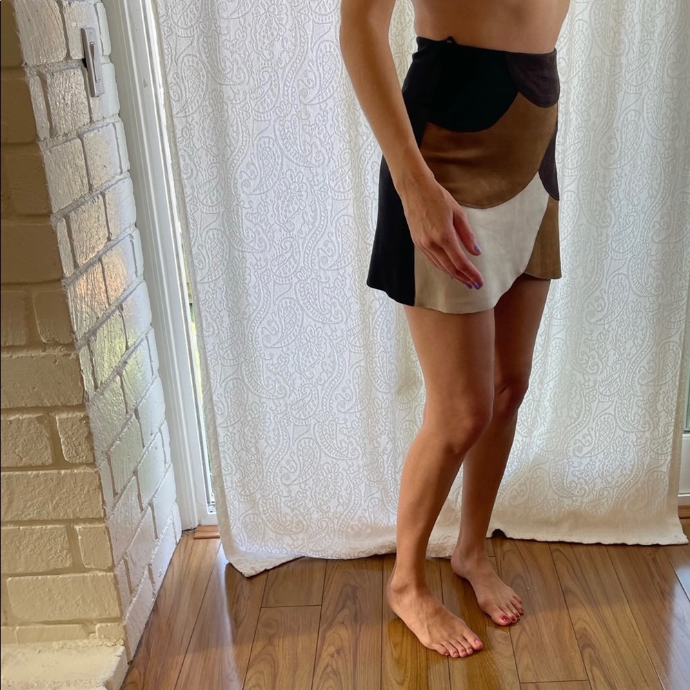 Liberty Garden Multi-Colored Suede Mini Skirt